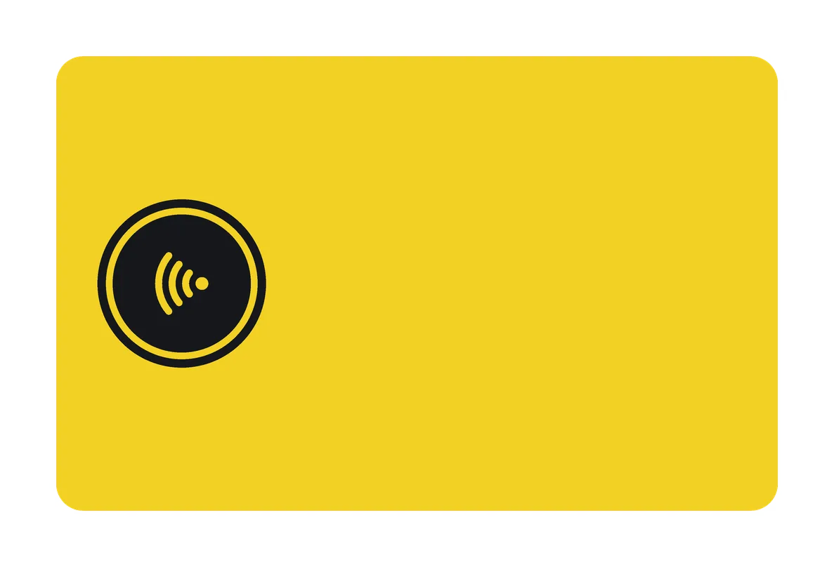 An alternate back for the Signal card (Tap: yellow, black window, yellow mark): yellow, with a black window holding a yellow ring of tap waves.