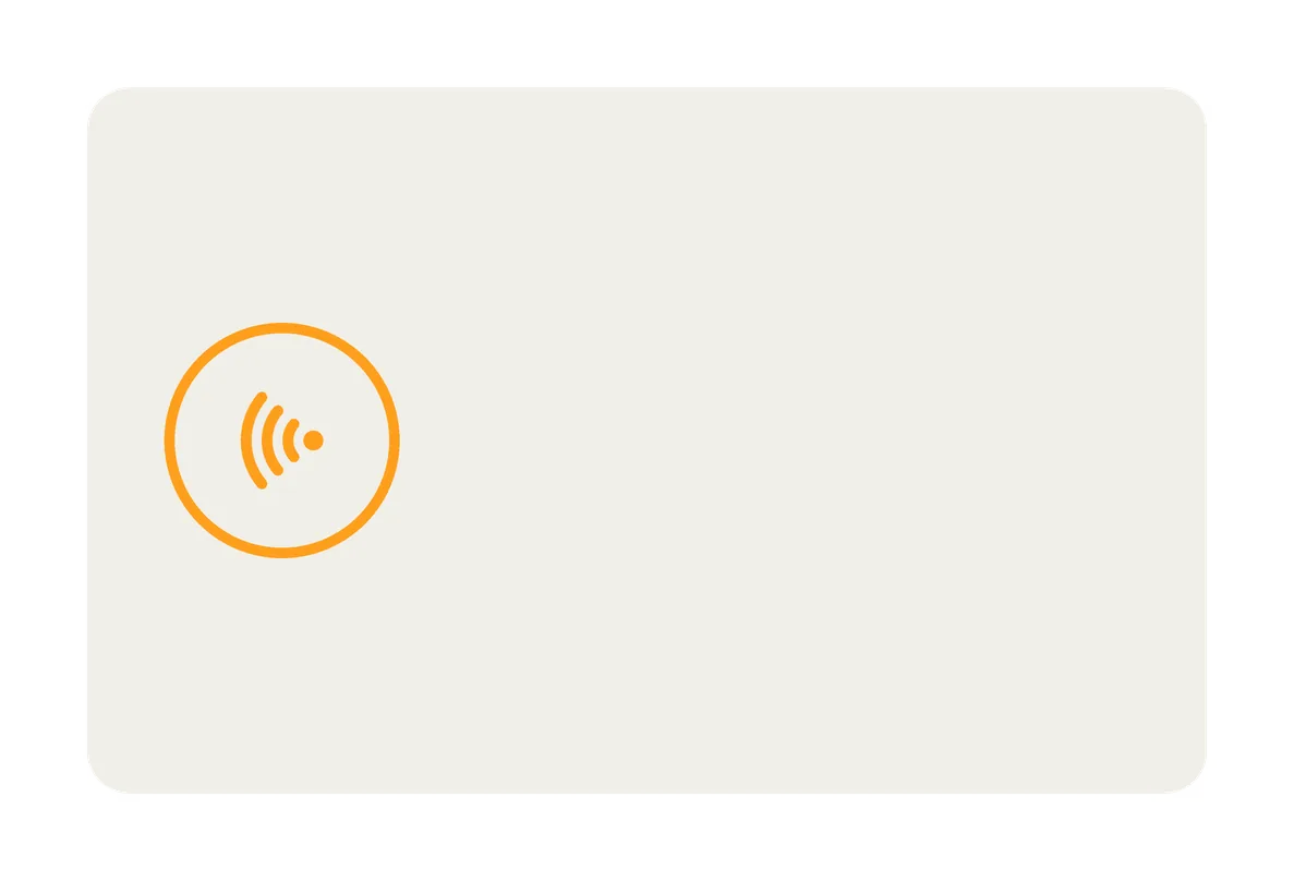 An alternate back for the Dark tap card card (The same in Light): off-white, with an orange ring of tap waves (the Light tap card).