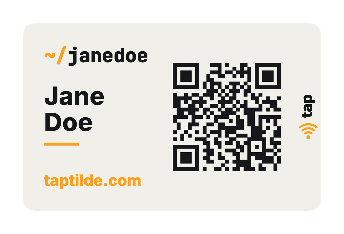 The White solid card's front: off-white, as Classic Light, printed in one piece. Jane Doe is a made-up example.