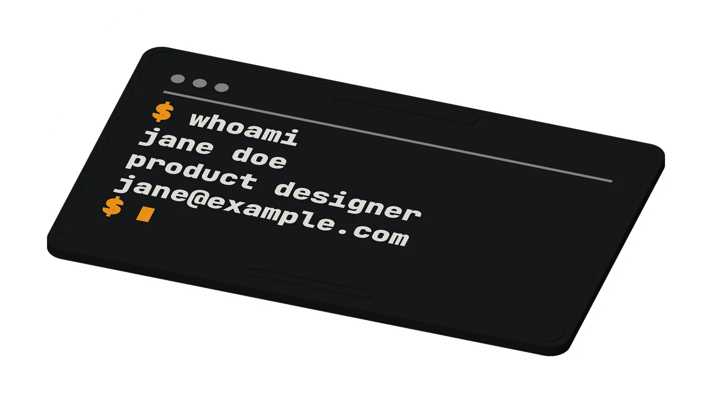 The two-piece Classic Dark card's back at an angle: the back piece sits flush in the front piece's rim, with a thin seam round it, a notch at the top edge and a pill at the bottom.