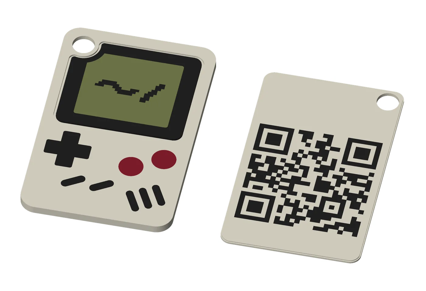The Retro handheld, Base, large size: its front, a screen, a D-pad and buttons, and its back.