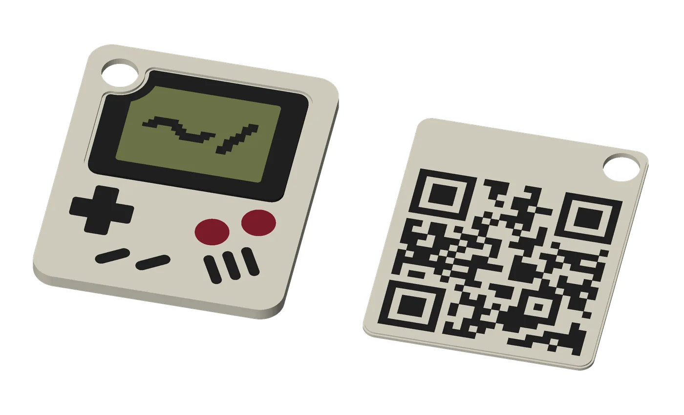 The Retro handheld, Base, standard size: its front, a screen, a D-pad and buttons, and its back.