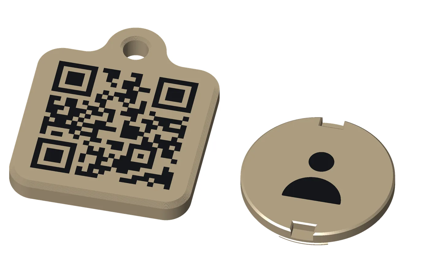 A premium tag, black on khaki: both pieces, the front and the back.